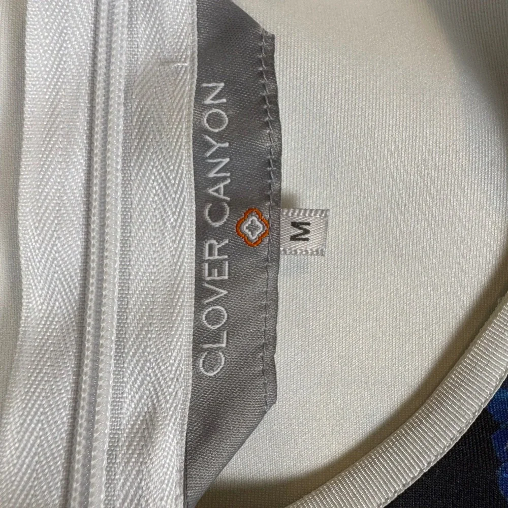 Clover Canyon Floral Print Dress Medium Black Blue Orange Geometric Pattern - Picture 6 of 8